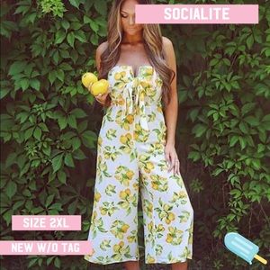 Socialite | Lemon Strapless Tie Front Jumpsuit